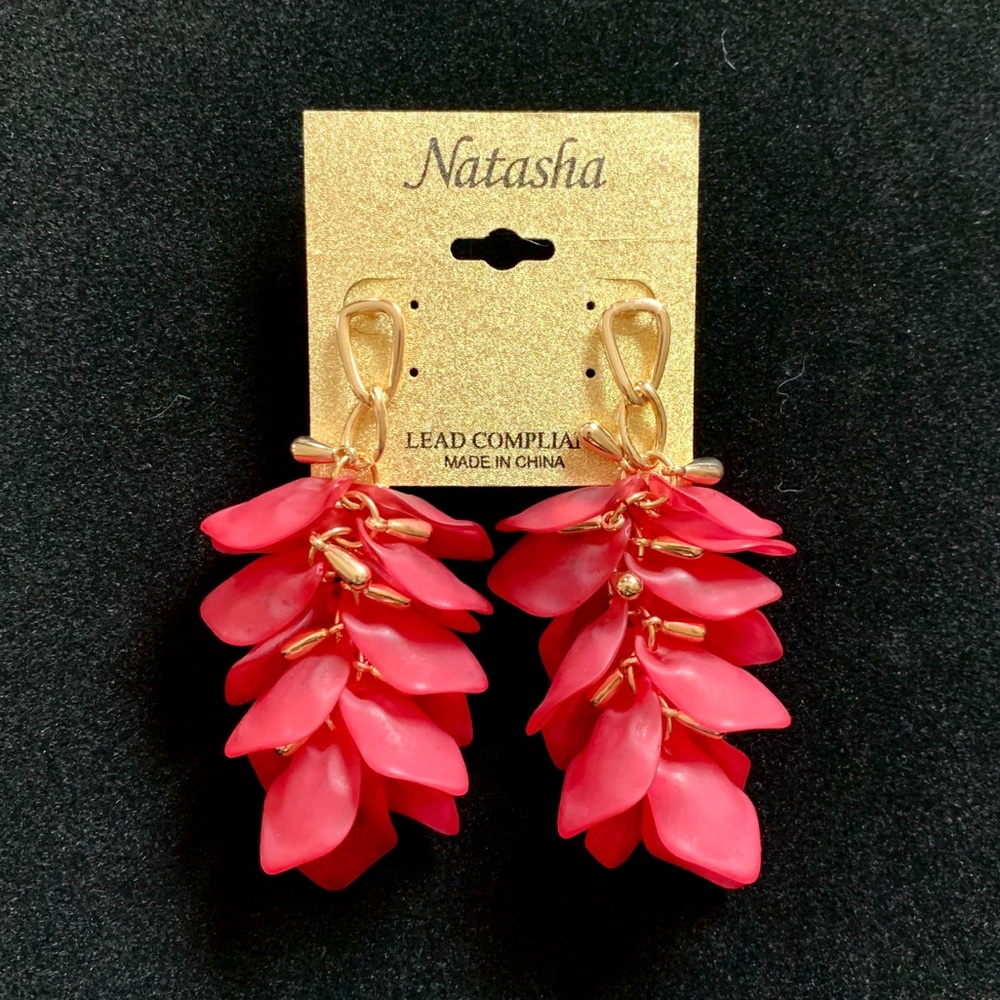 Pink Hanging Flower Earrings